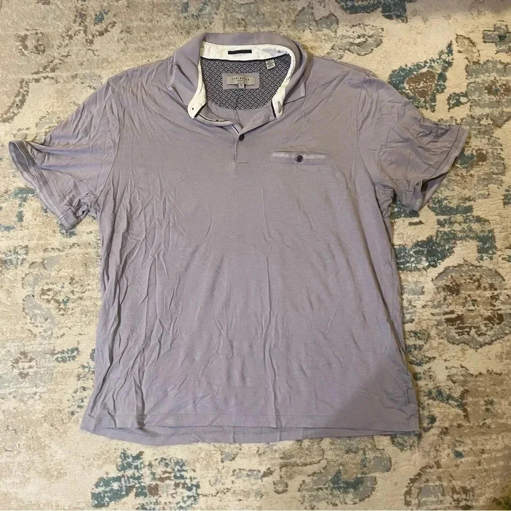 Ted Baker Lilac Button Polo Size 5, USXL
